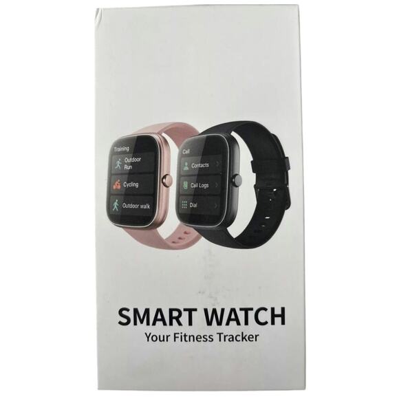 Smartwatch New In Box Fitness Tracker Apple I-Phone  Android Black‎ Pink strap - Picture 1 of 3